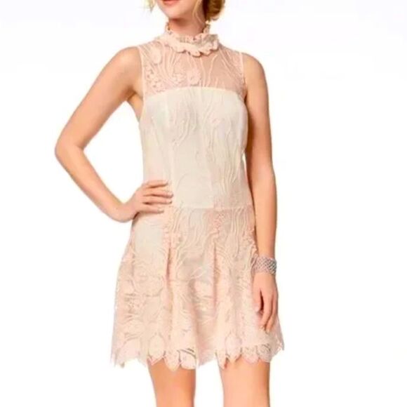 Nanette Lepore Bella Donna embroidery illusion neckline Balletcore minidress - Picture 1 of 16